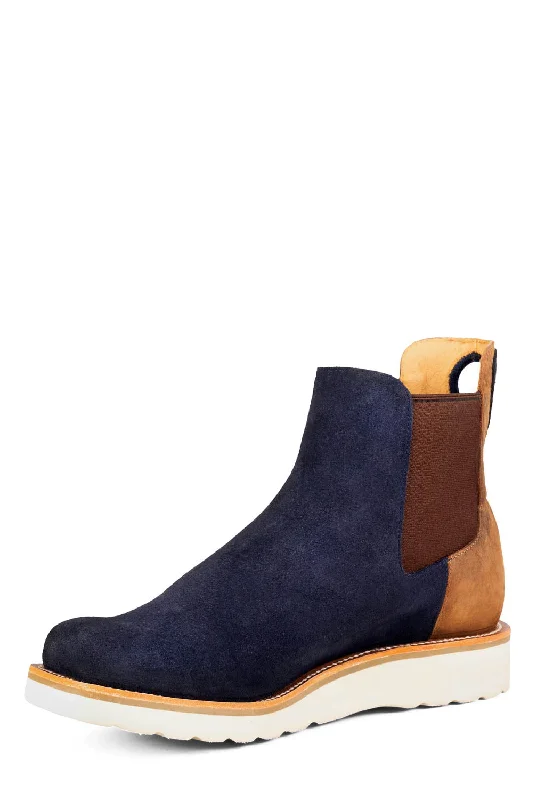 Horse Power Mens 6in Swedge Marine Blue Leather Ankle Boots