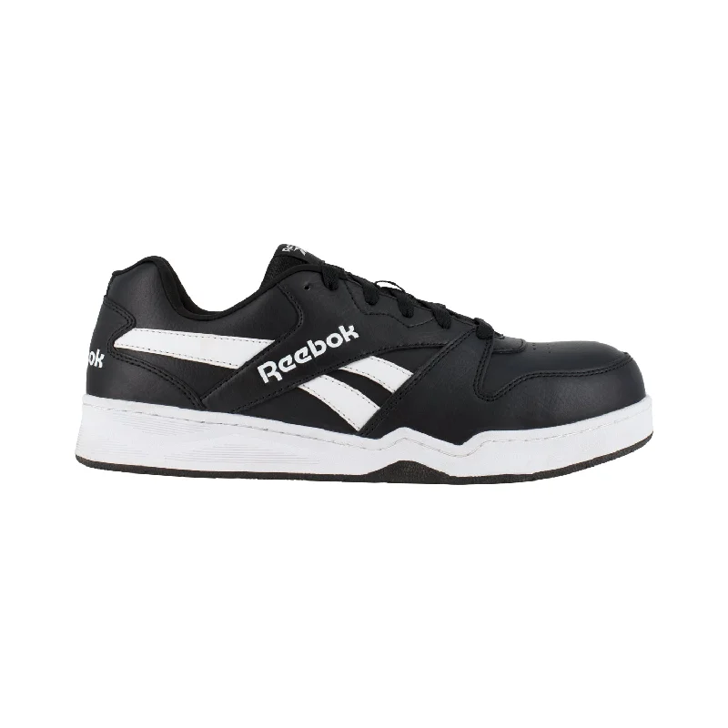 Reebok Mens Black/White Leather Work Shoes Low Cut Sneaker CT