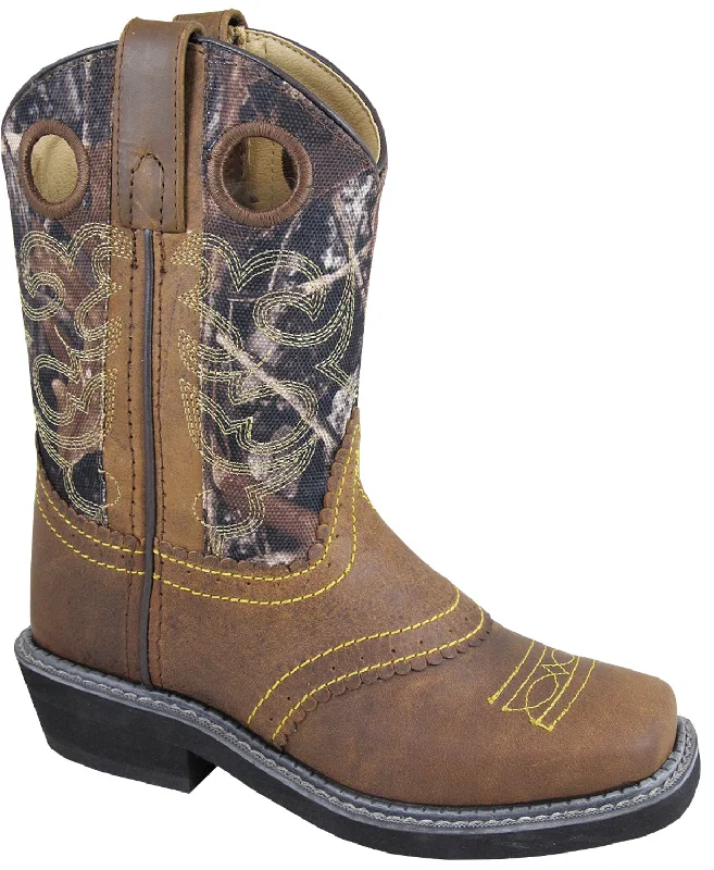 Smoky Mountain Boots Youth Boys Pawnee Brown/Camo Leather Square Toe